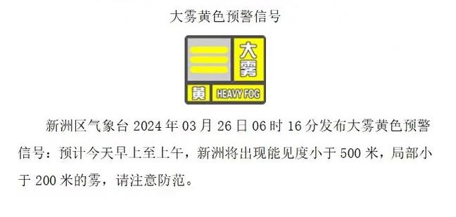 陕西省岐山县发布大雾黄色预警
