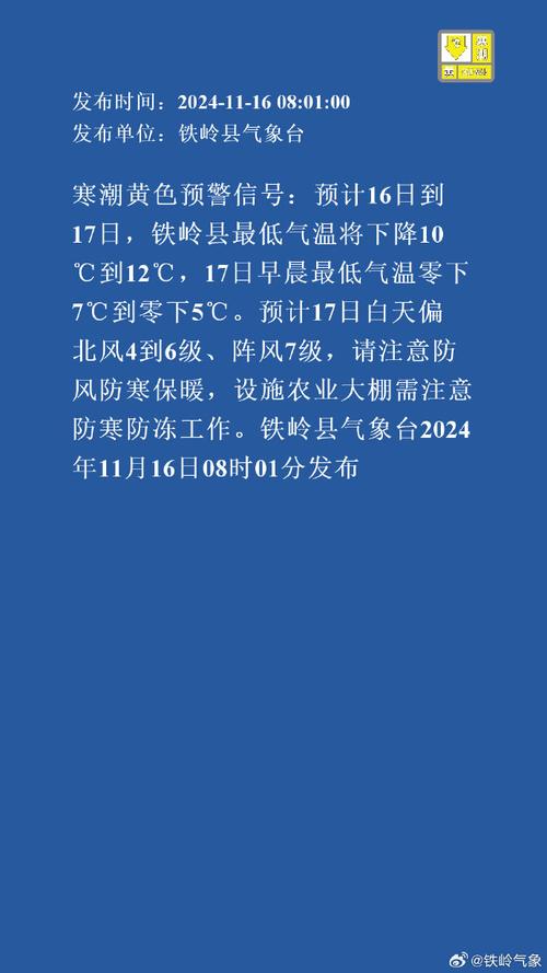 黑龙江省铁力市发布寒潮黄色预警