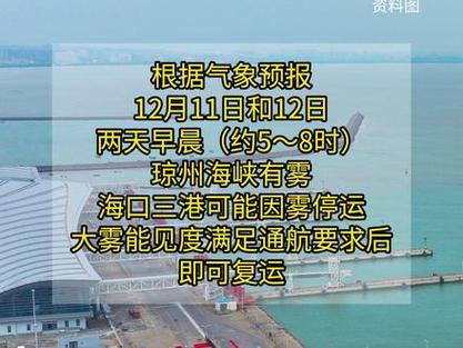 海南发布海上大雾黄色预警 海口三港或将出现间歇停航